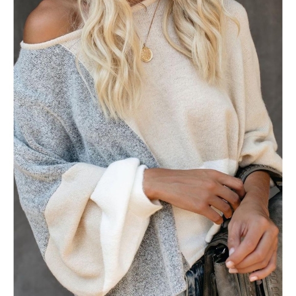 ❤️ LAST ONE ❤ Color Block Ballon Sleeve Sweater - Picture 3 of 6